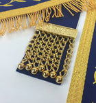 Masonic Apron Past Master Navy Blue Golden Embroidery & Fringe with Special Features Case - Zest4Canada 