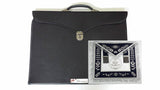 Masonic Apron Past Master Navy Blue Hand Embroidery Silver Fringe & Special Features Case - Zest4Canada 