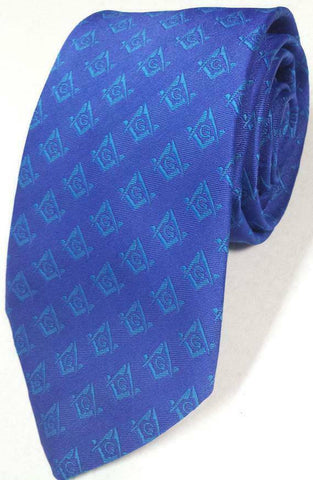 Masonic Regalia Blue Craft Masons Silk Tie with Square Compass & G Lodge - Zest4Canada 