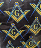 Masonic Regalia Black Freemason Square Compass All G Logo Necktie