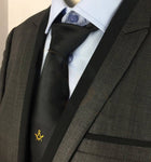 Masonic Regalia Masons Black Silk Tie with Gold embroidered Square Compass Logo - Zest4Canada 