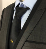 Masonic Regalia Masons Black Silk Tie with Gold embroidered Square Compass Logo - Zest4Canada 