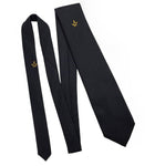 Masonic Regalia Masons Black Silk Tie with Gold embroidered Square Compass Logo - Zest4Canada 