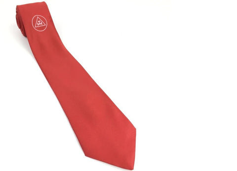Masonic Royal Arch Red Silk Tie with Embroidered Logo RA Regalia