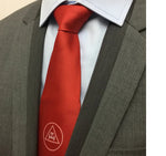 Masonic Royal Arch Red Silk Tie with Embroidered Logo RA Regalia