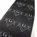 Masonic All Over Square Compass G Black Necktie