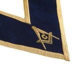 Master Mason Blue Lodge Collar - Dark Blue Velvet With Gold Braid Borders