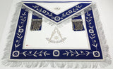 MASONIC BLUE LODGE PAST MASTER SILVER HANDMADE EMBROIDERY APRON BLUE - 10CODE