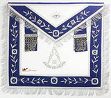 MASONIC BLUE LODGE PAST MASTER SILVER HANDMADE EMBROIDERY APRON BLUE - 10CODE