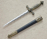 Square Compass Brass Masonic Sword Knife Snake Flaming Blade / Black Scabbard 15.5" - Zest4Canada 