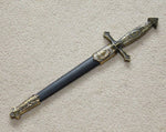 Square Compass Brass Masonic Sword Knife Snake Flaming Blade / Black Scabbard 15.5" - Zest4Canada 