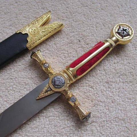 Square Compass Gold Masonic Ceremonial Sword Knife W/ Sheath 25.3 - Zest4Canada 
