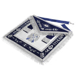 Treasurer Blue Lodge Officer Apron - Royal Blue Wreath Embroidery