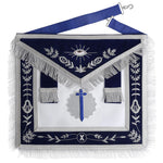 TYLER BLUE LODGE OFFICER APRON - NAVY BLUE VELVET WITH SILVER FRINGE