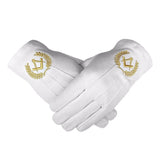 Masonic Gold Square And Compass Gloves