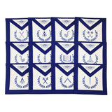 Blue Lodge Officers Aprons 12 Pcs Set – Machine Embroidered