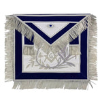 Master Mason Velvet Apron Silver Blue – Hand Embroidered